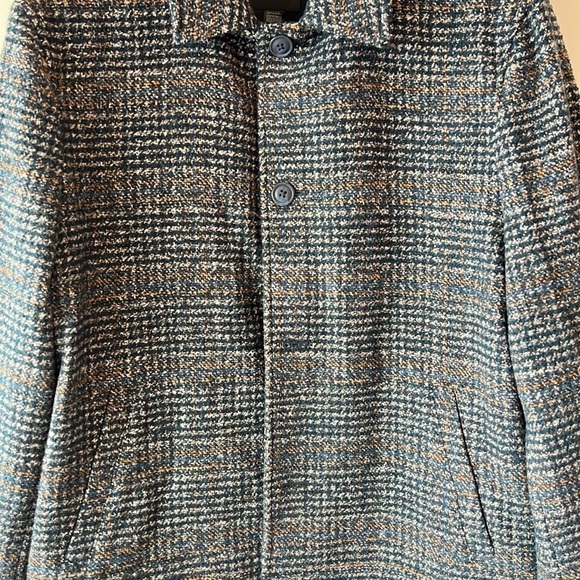Express Plaid Coat Navy - Picture 4 of 9